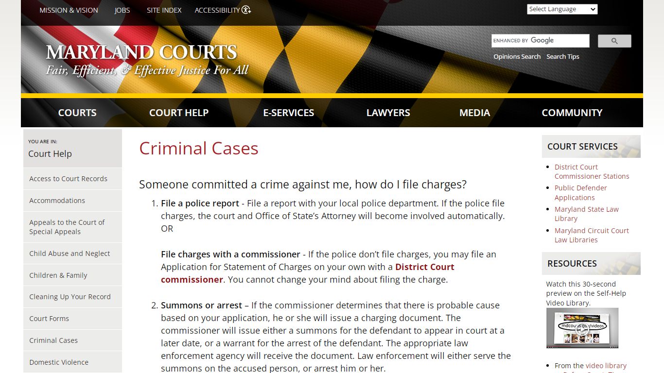 Criminal Cases | Maryland Courts